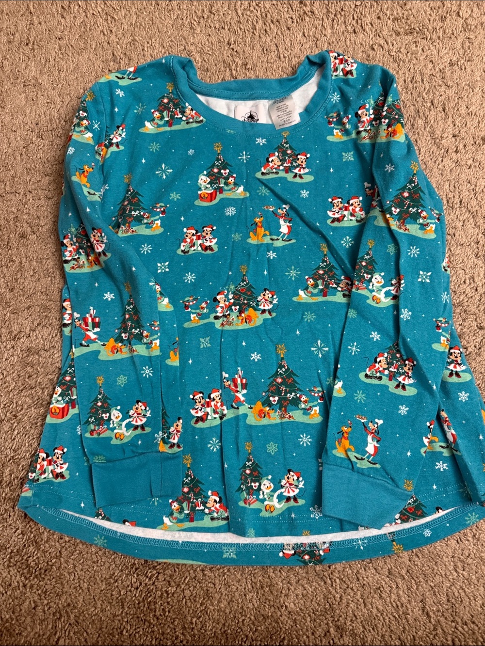 Disney Teal Holiday Character Long-Sleeve Tee